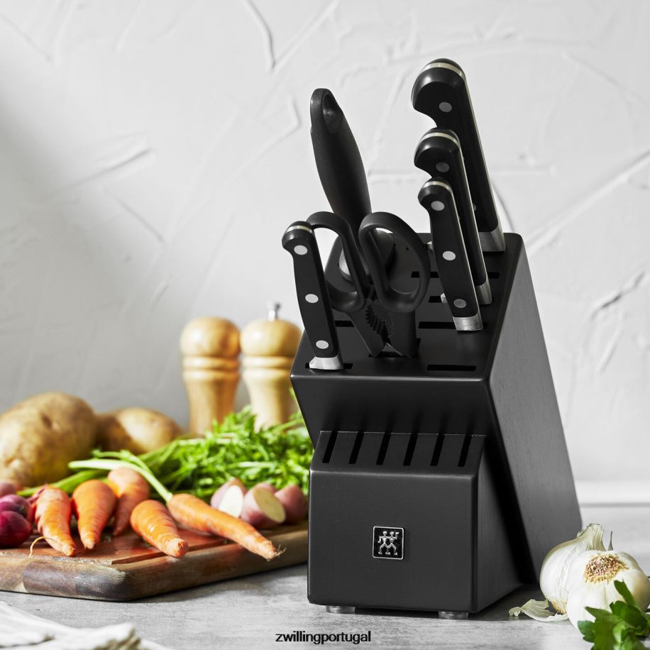 Zwilling talheres 442PVP111 profissional 7 peças, conjunto de bloco de faca, preto fosco