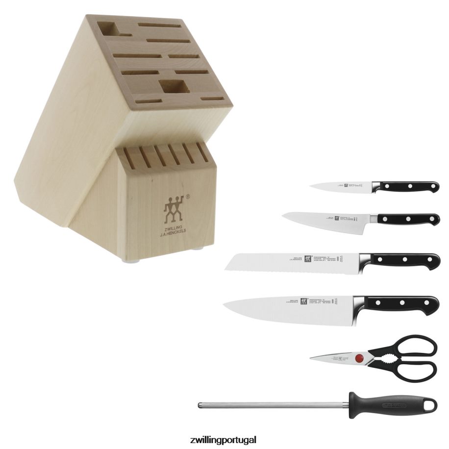Zwilling talheres 442PVP112 profissional 7 peças, conjunto de bloco de faca, natural