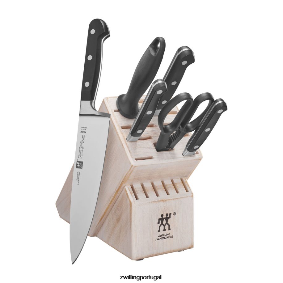 Zwilling talheres 442PVP113 profissional 7 peças, conjunto de bloco de faca, branco rústico