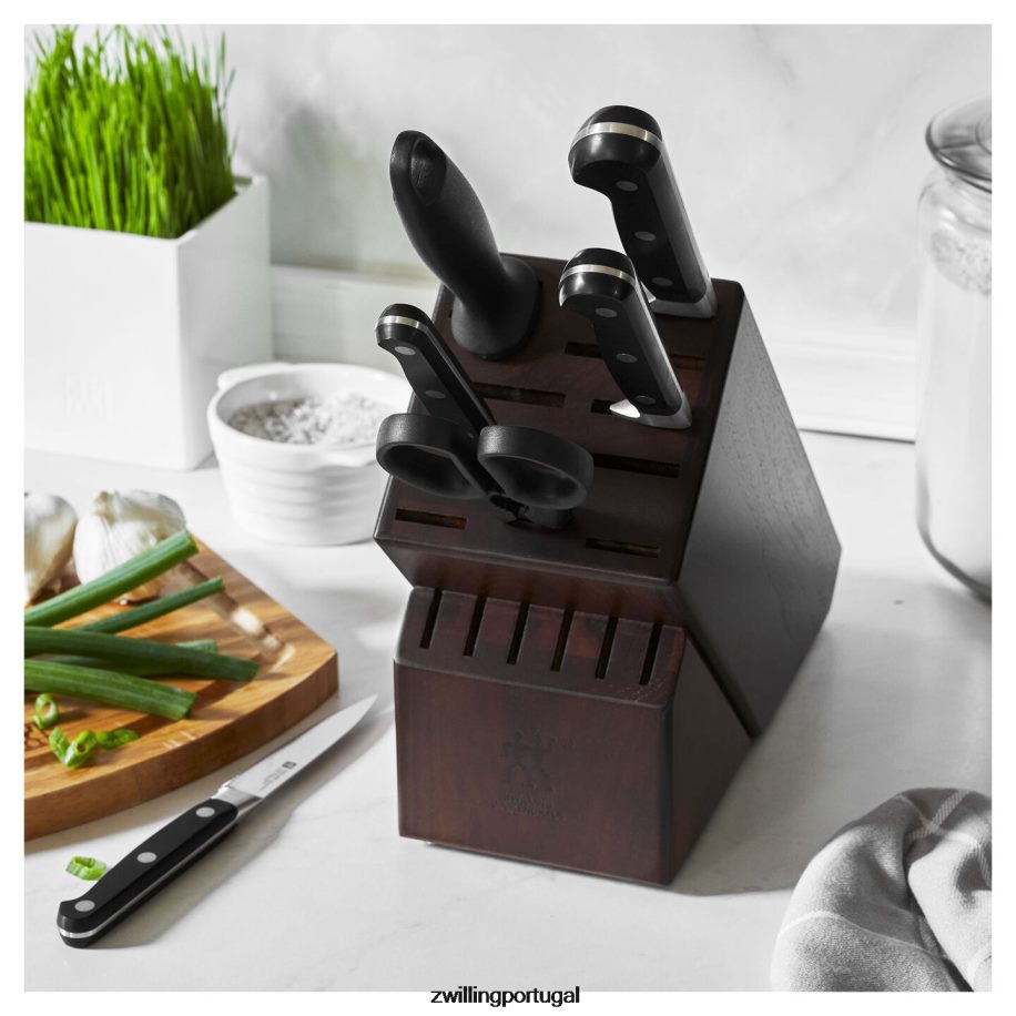Zwilling talheres 442PVP114 profissional 7 peças, conjunto de bloco de faca, nogueira