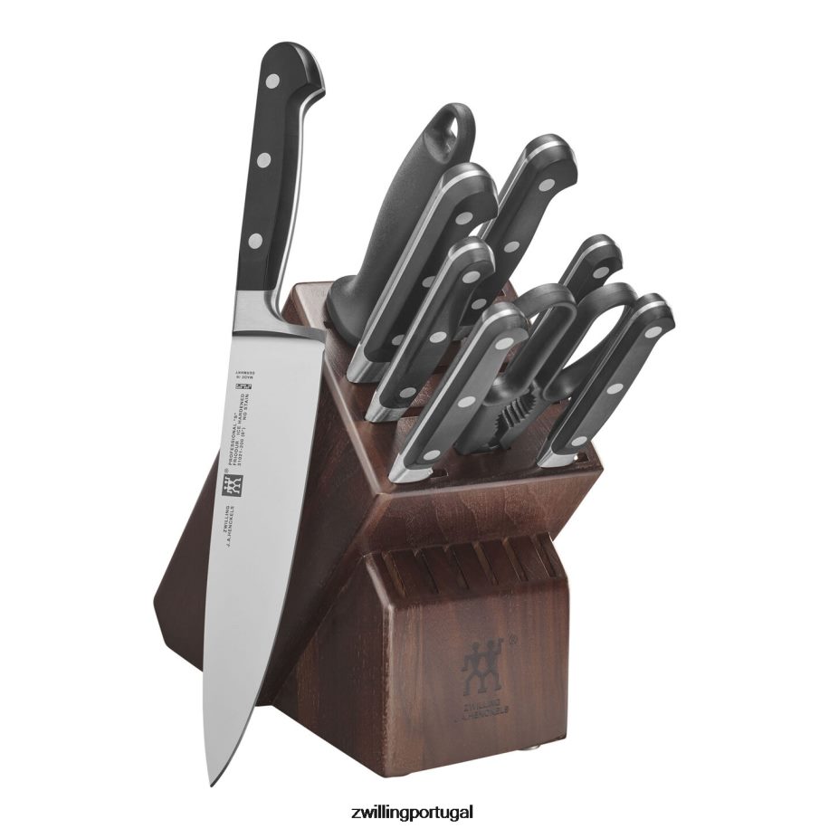 Zwilling talheres 442PVP130 profissional 10 peças, conjunto de blocos com bloco de nogueira, nogueira