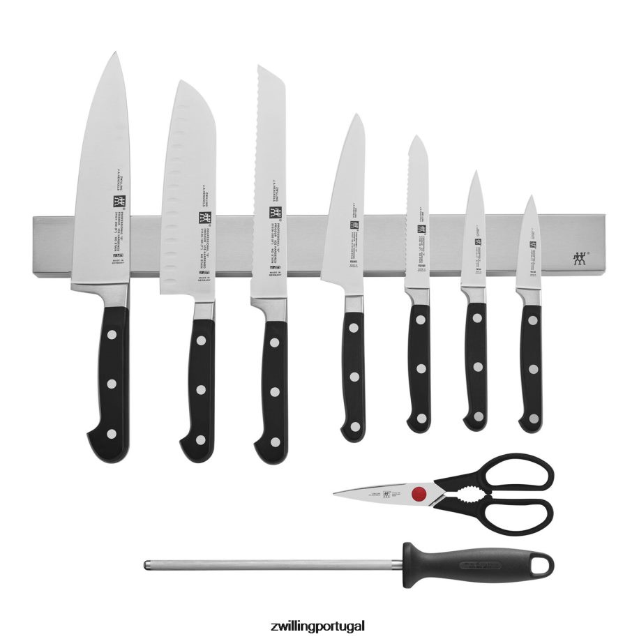 Zwilling talheres 442PVP273 profissional 10 peças, conjunto com barra de faca magnética inoxidável