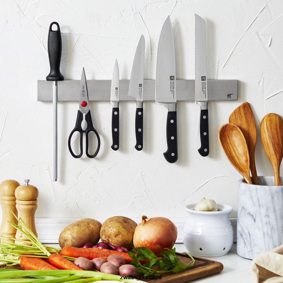 Zwilling talheres 442PVP275 profissional de 7 peças, conjunto com barra de faca magnética inoxidável de 17,5\"