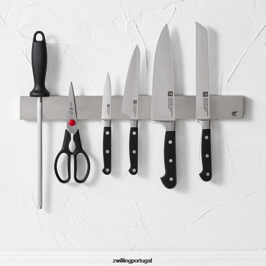 Zwilling talheres 442PVP275 profissional de 7 peças, conjunto com barra de faca magnética inoxidável de 17,5\"