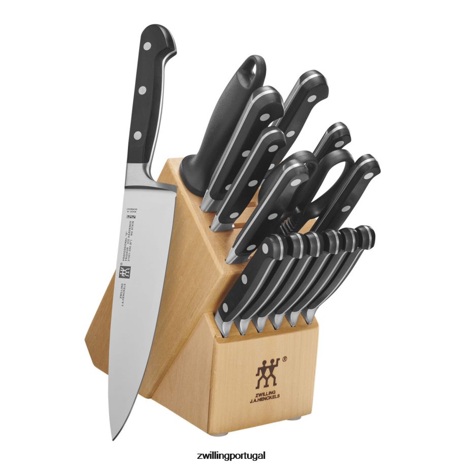 Zwilling talheres 442PVP300 profissional 16 peças, conjunto de bloco de faca, natural