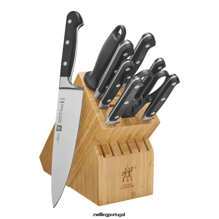 Zwilling talheres 442PVP303 profissional 10 peças, conjunto de blocos com bloco de bambu, bambu