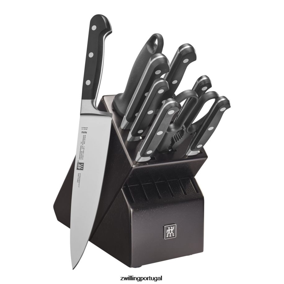 Zwilling talheres 442PVP326 conjunto profissional de blocos de 10 peças com bloco de seringueira preto