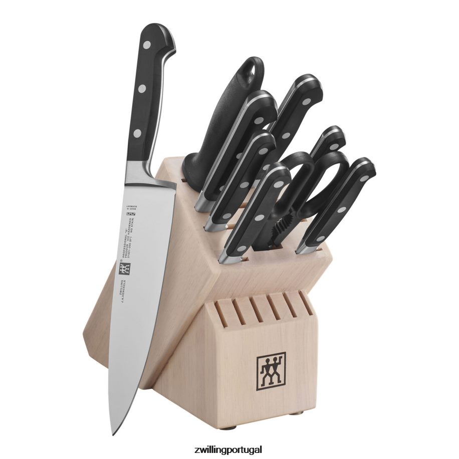 Zwilling talheres 442PVP346 conjunto profissional de blocos de 10 peças com bloco de seringueira branco sólido, branco