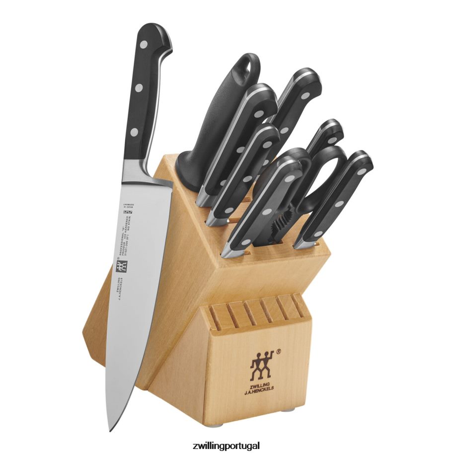 Zwilling talheres 442PVP433 profissional, 10 peças, conjunto de blocos com bloco de seringueira natural, natural