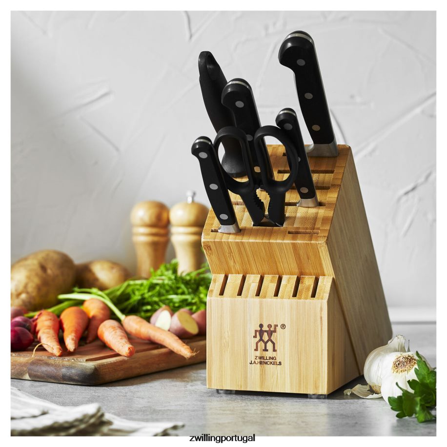 Zwilling talheres 442PVP51 profissional 7 peças, conjunto de bloco de faca, natural