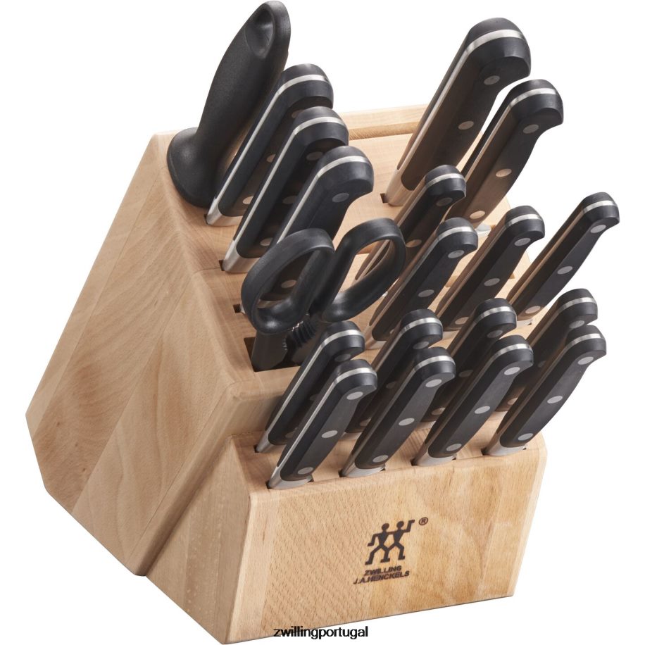 Zwilling talheres 442PVP62 profissional 20 peças, conjunto de bloco de faca, natural