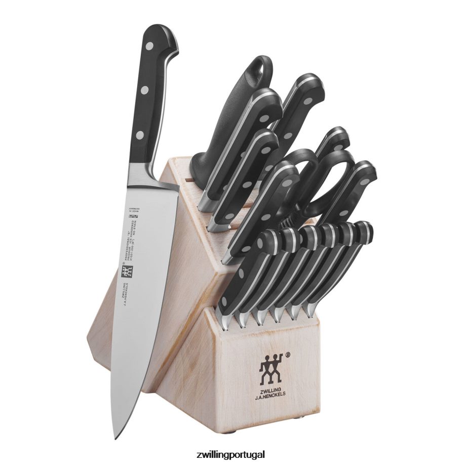 Zwilling talheres 442PVP92 conjunto profissional de 16 peças, bloco de faca, branco rústico