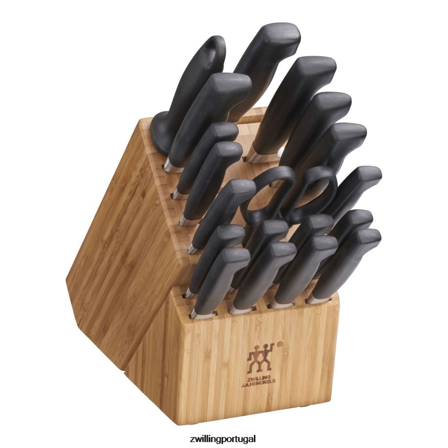 Zwilling talheres 442PVP24 quatro estrelas, 20 peças, conjunto de bloco de faca, natural