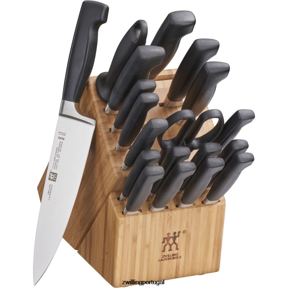 Zwilling talheres 442PVP24 quatro estrelas, 20 peças, conjunto de bloco de faca, natural
