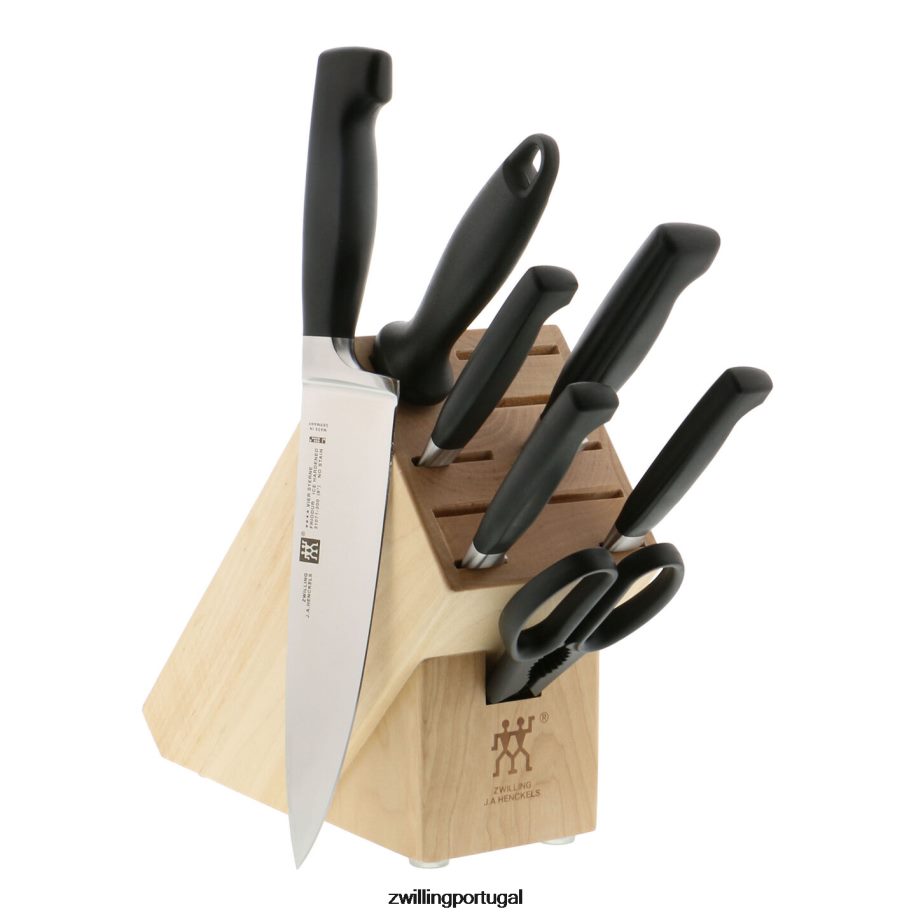 Zwilling talheres 442PVP2 quatro estrelas, 8 peças, conjunto de bloco de faca, natural