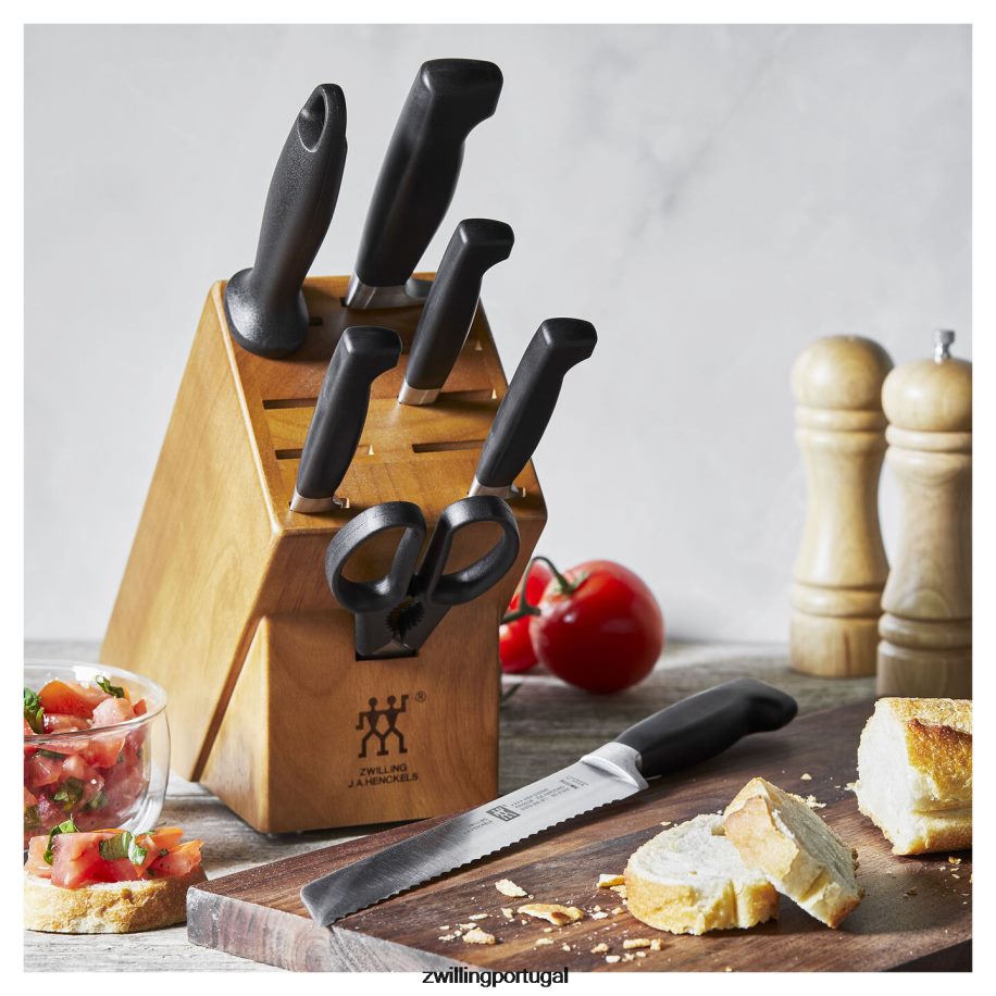Zwilling talheres 442PVP2 quatro estrelas, 8 peças, conjunto de bloco de faca, natural