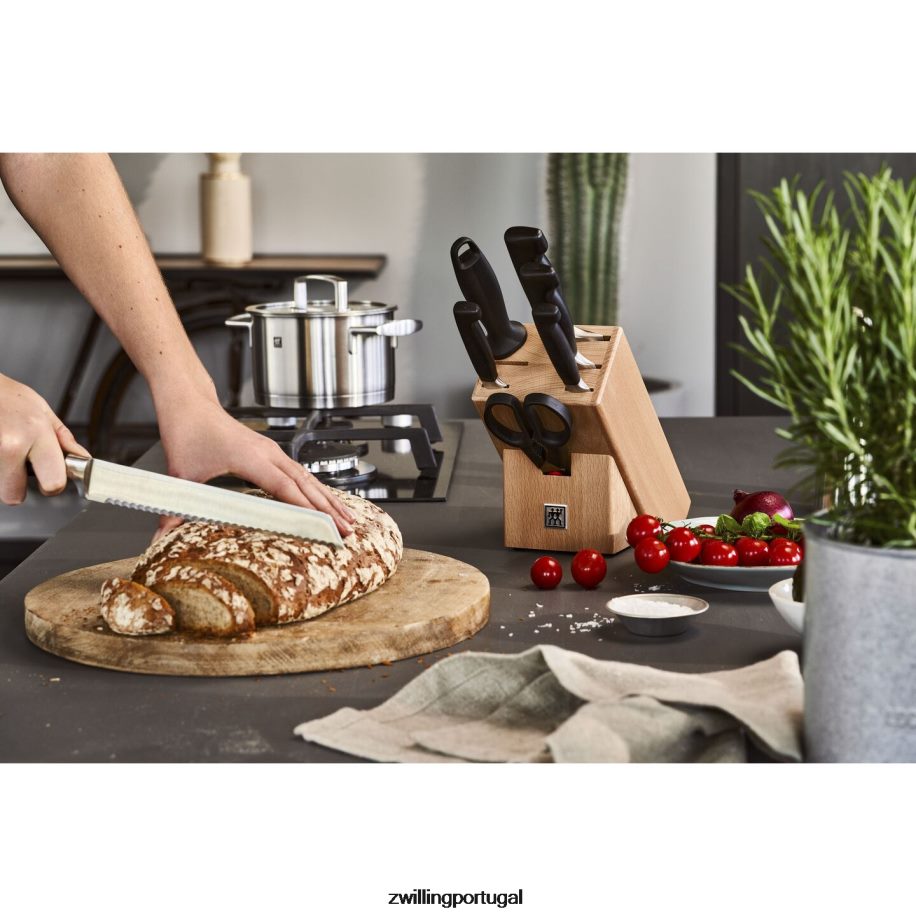 Zwilling talheres 442PVP2 quatro estrelas, 8 peças, conjunto de bloco de faca, natural