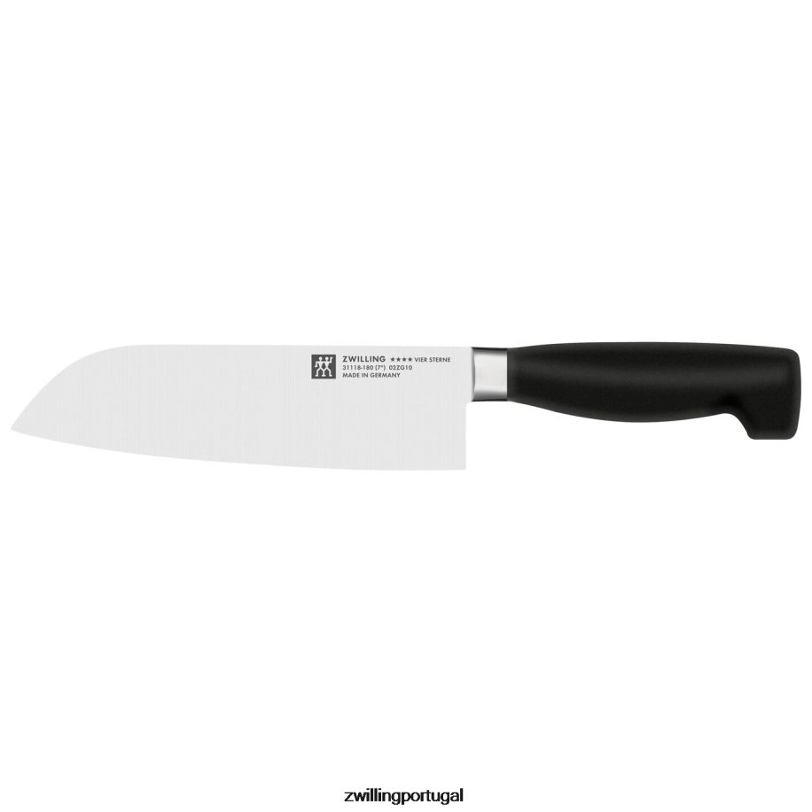Zwilling talheres 442PVP389 quatro estrelas de 7 polegadas, santoku de borda fina