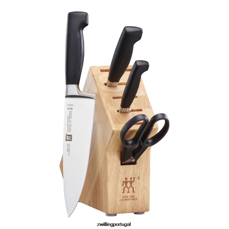 Zwilling talheres 442PVP399 quatro estrelas 6 peças, conjunto de blocos de estúdio, natural