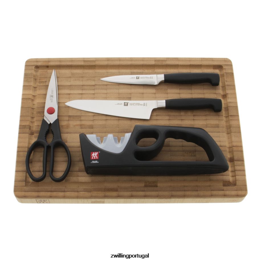 Zwilling talheres 442PVP400 quatro estrelas 5 peças, conjunto de tábua de corte