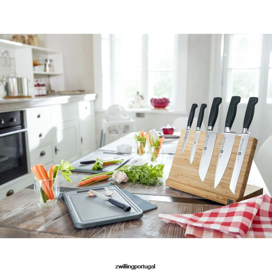 Zwilling talheres 442PVP418 faca de preparação quatro estrelas de 5,5 polegadas, borda serrilhada