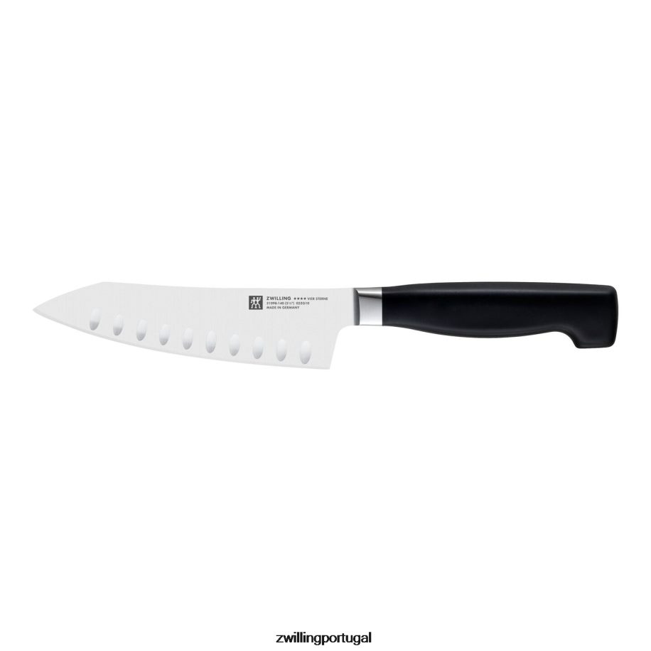 Zwilling talheres 442PVP438 faca santoku de balanço de quatro estrelas de 5,5 polegadas, borda oca