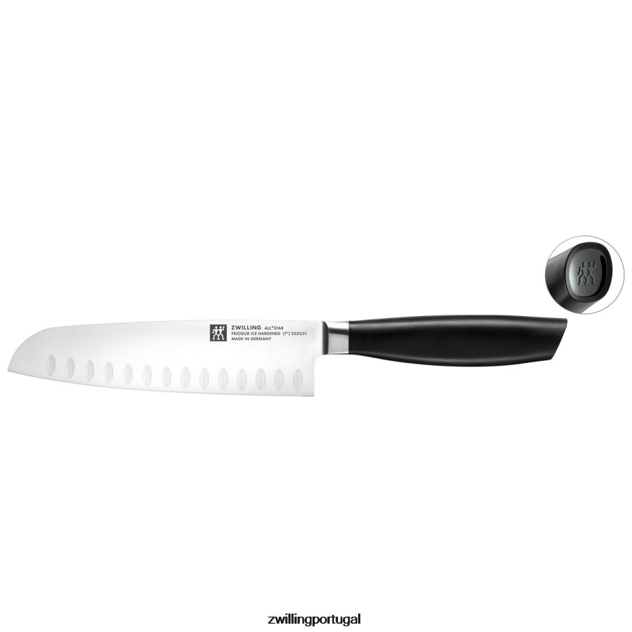 Zwilling talheres 442PVP313 all * star de 7 polegadas, santoku, preto fosco