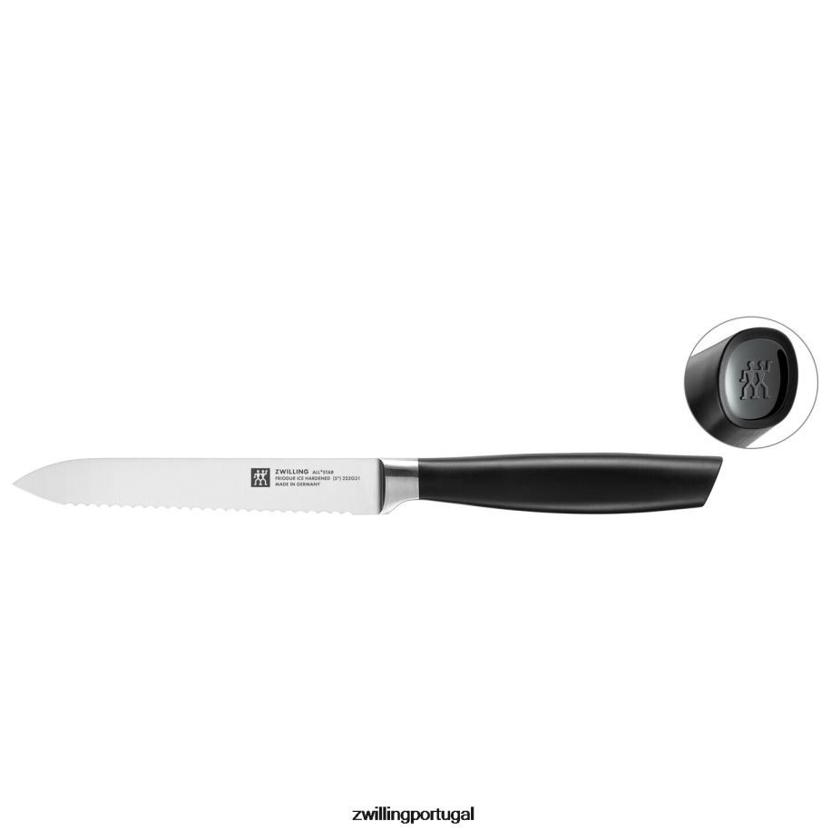 Zwilling talheres 442PVP334 all * star de 5 polegadas, canivete, preto fosco