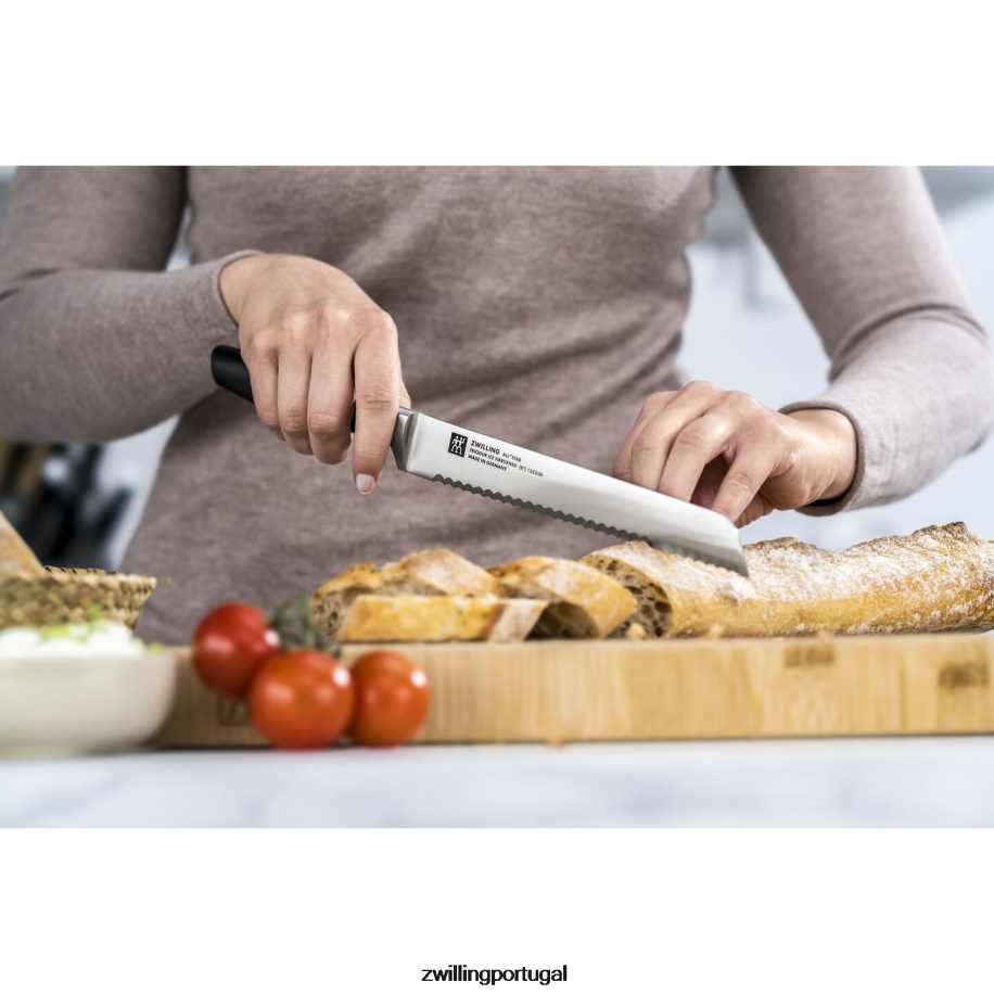 Zwilling talheres 442PVP340 all * star de 8 polegadas, faca de pão, preto fosco