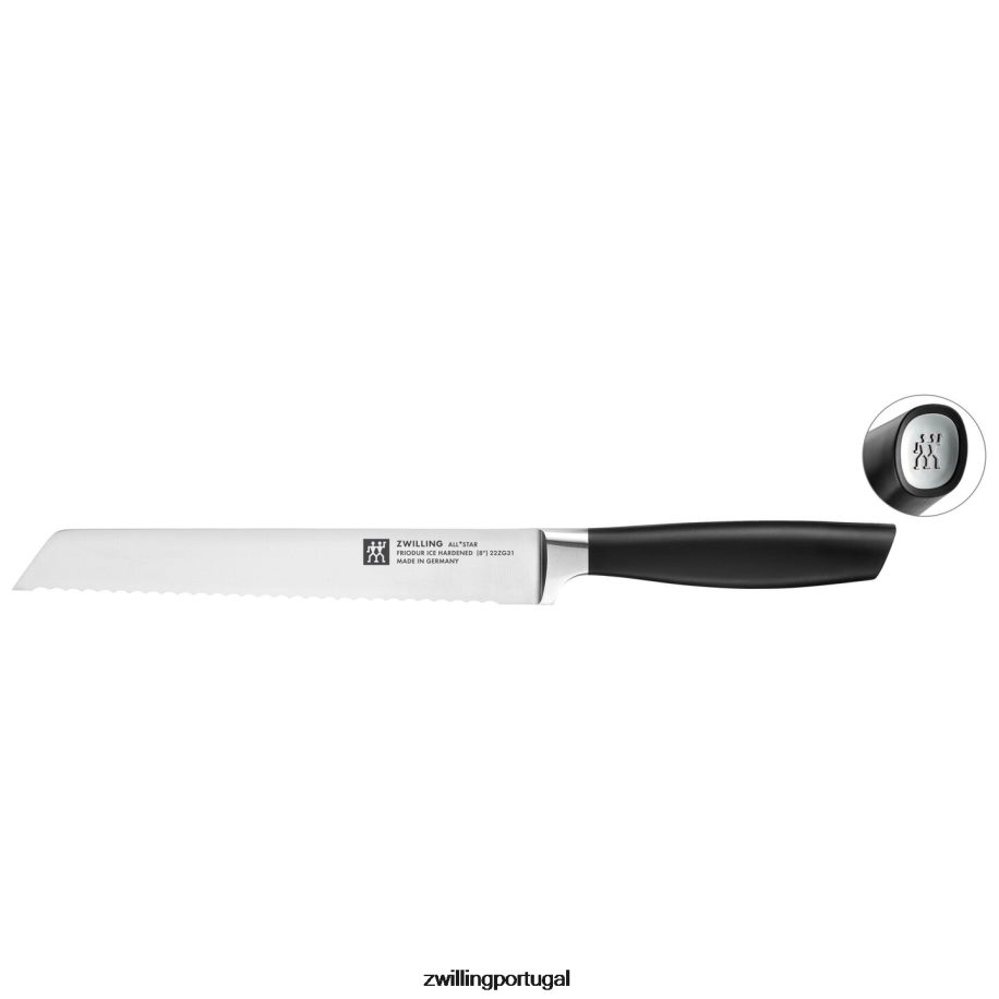 Zwilling talheres 442PVP344 all * star de 8 polegadas, faca de pão, prata