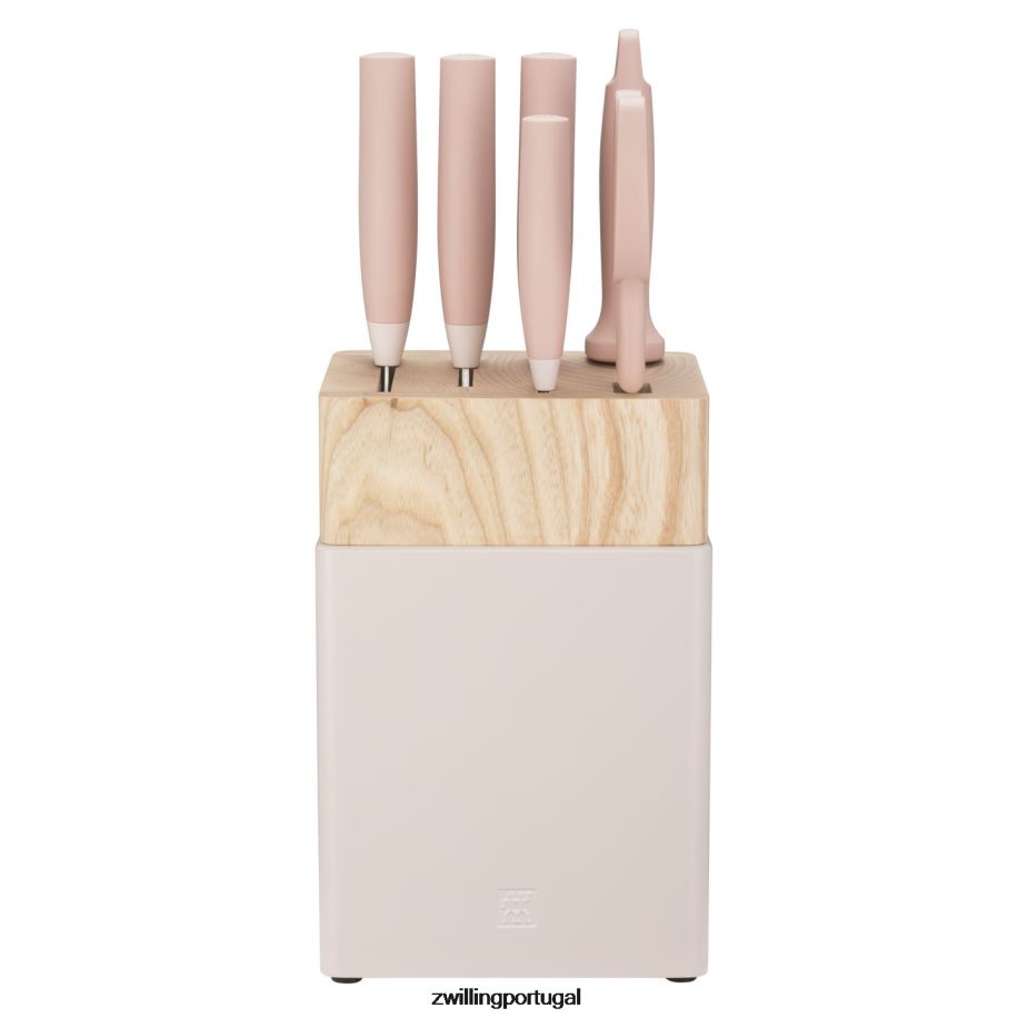 Zwilling talheres 442PVP118 agora com 7 peças, conjunto de bloco de faca, rosa