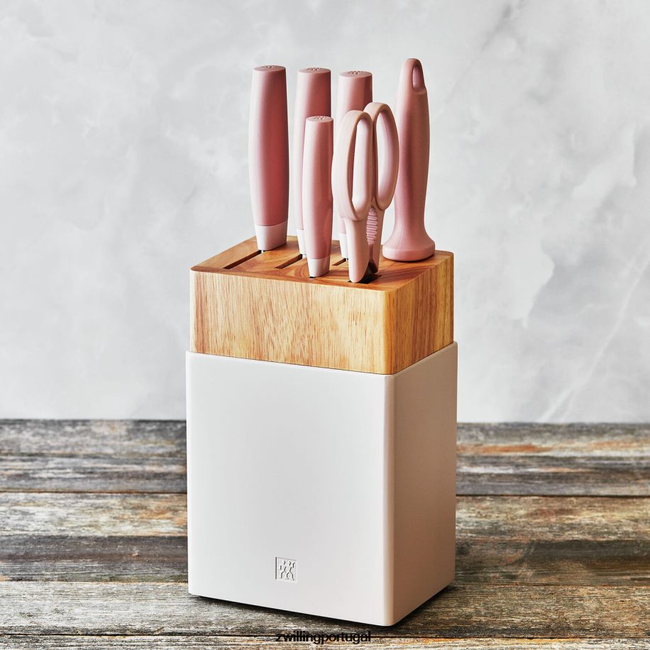 Zwilling talheres 442PVP118 agora com 7 peças, conjunto de bloco de faca, rosa