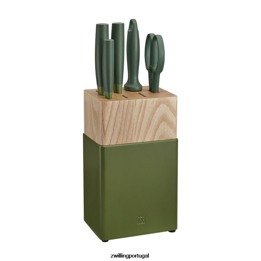 Zwilling talheres 442PVP377 agora com 6 peças, conjunto de bloco de faca z agora, verde limão