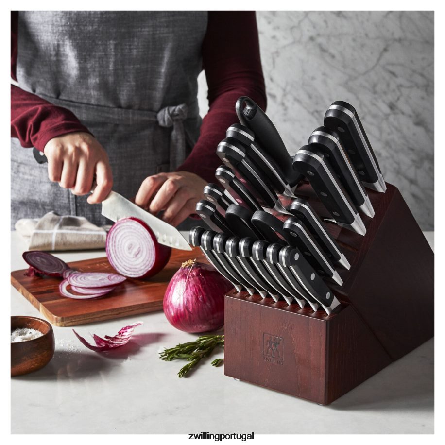 Zwilling talheres 442PVP20 pro 22 peças, conjunto de bloco de faca, preto fosco