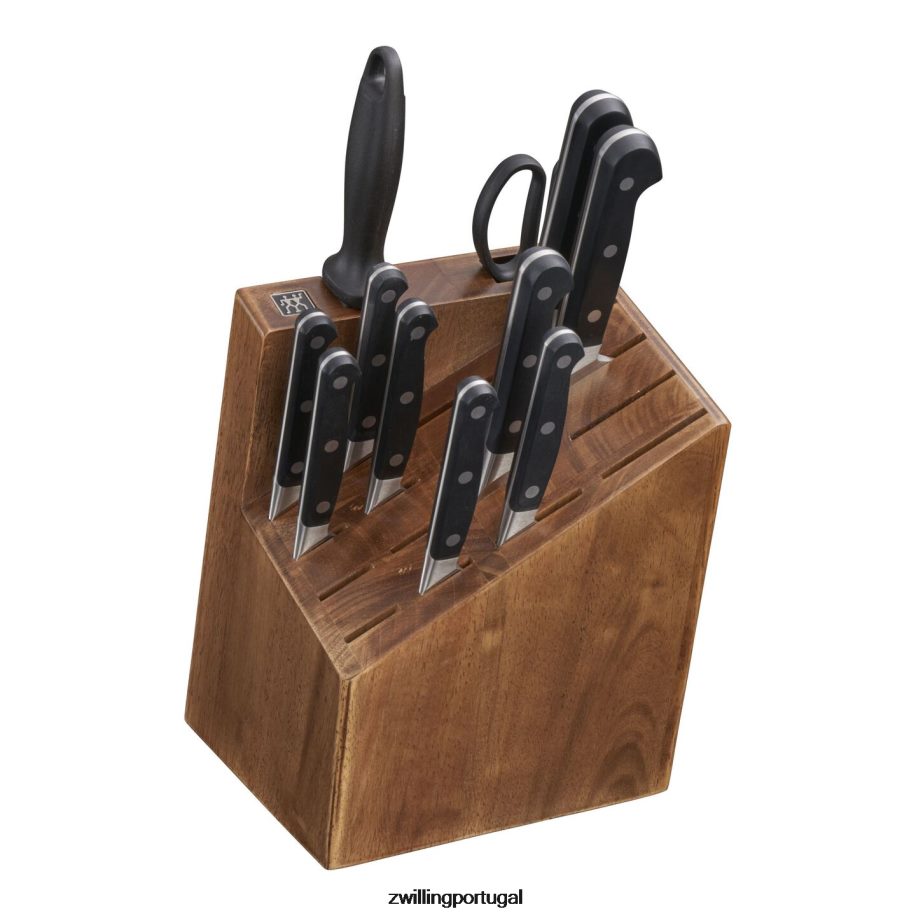 Zwilling talheres 442PVP226 pro 12 peças, conjunto de bloco de faca, marrom
