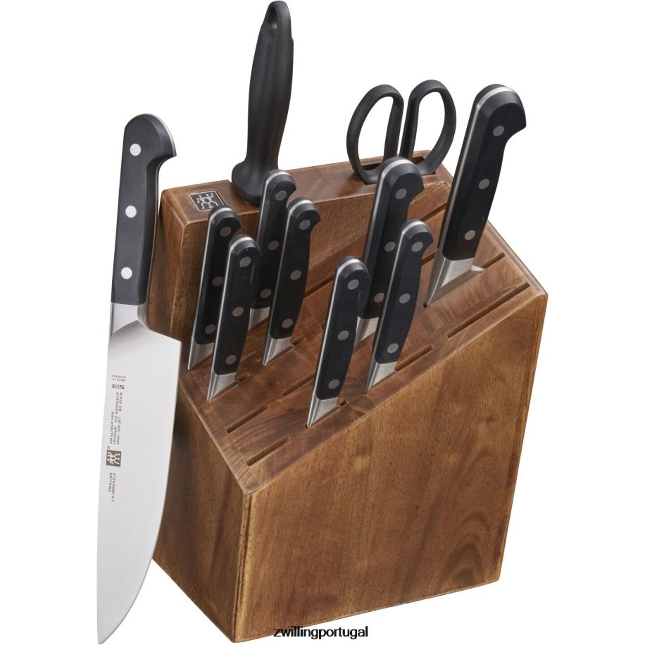Zwilling talheres 442PVP226 pro 12 peças, conjunto de bloco de faca, marrom