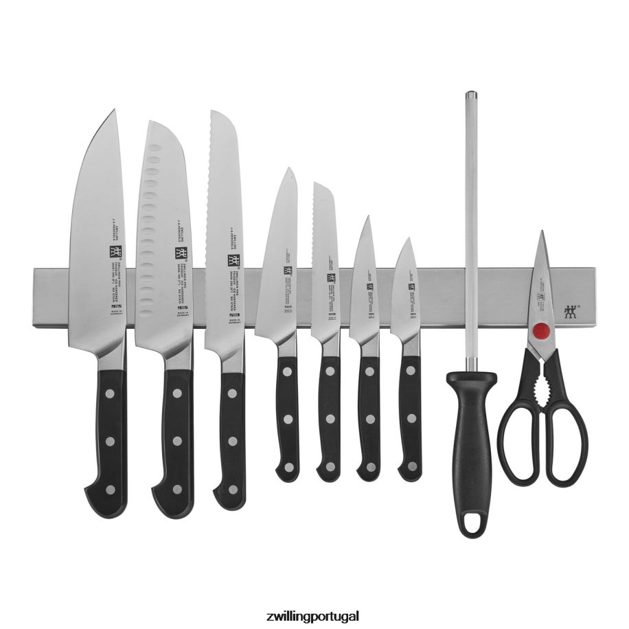 Zwilling talheres 442PVP262 pro 10 peças, conjunto de blocos com barra de faca magnética inoxidável de 17,5"