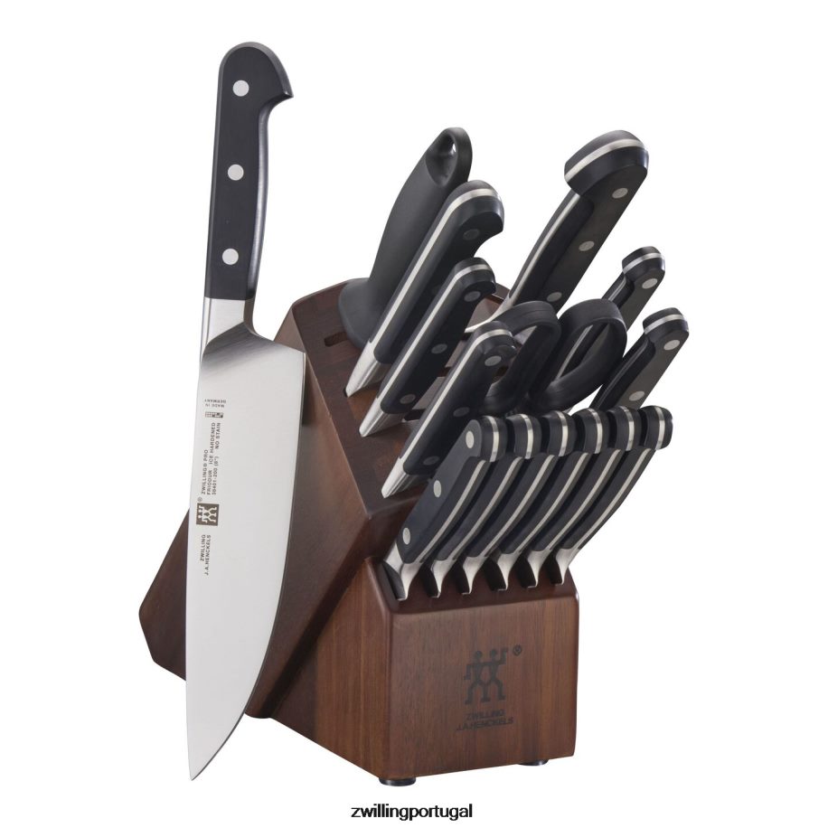 Zwilling talheres 442PVP29 pro 16 peças, conjunto de bloco de faca, acácia