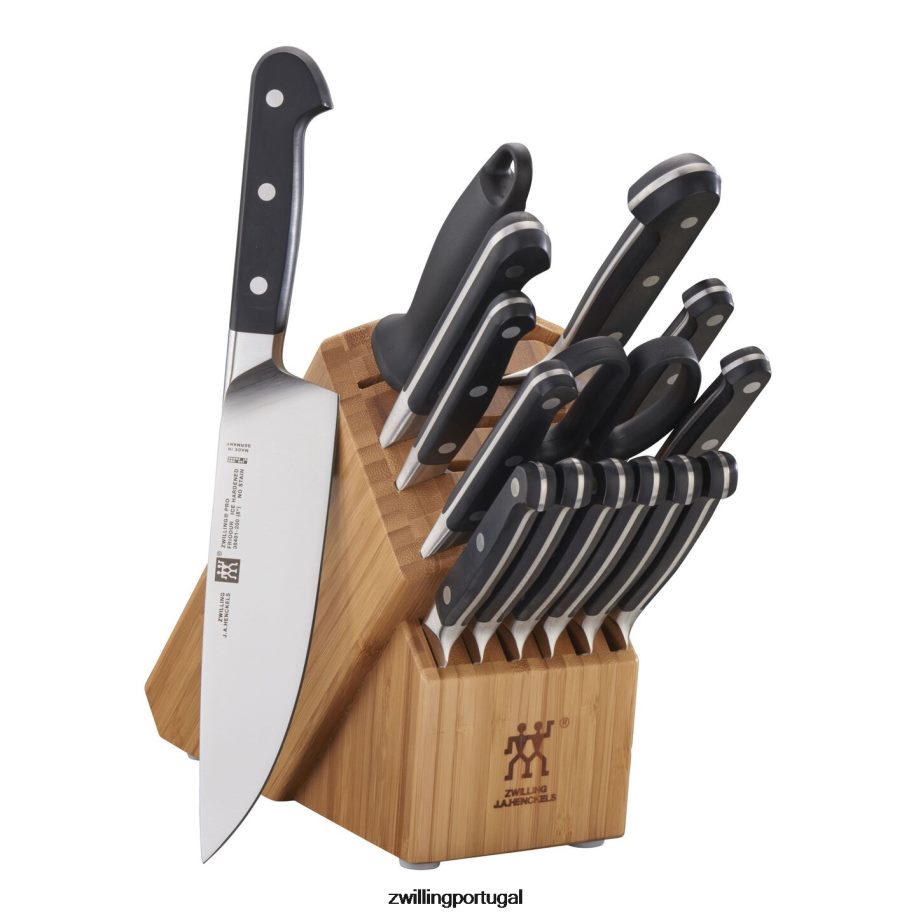 Zwilling talheres 442PVP30 pro 16 peças, conjunto de bloco de faca, bambu