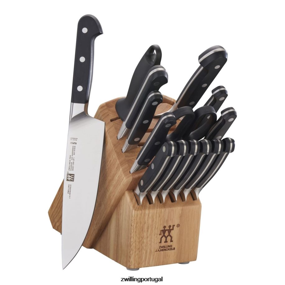 Zwilling talheres 442PVP32 pro 16 peças, conjunto de bloco de faca, natural