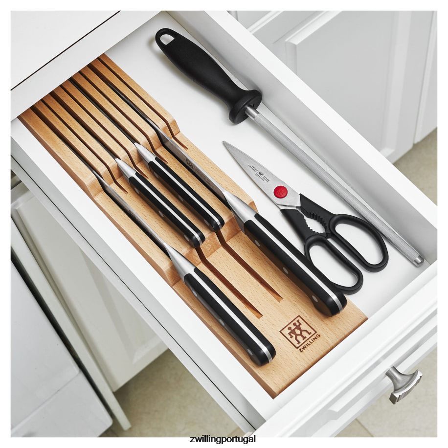 Zwilling talheres 442PVP36 pro 7 peças, conjunto de blocos com bandeja para facas em madeira de faia, natural