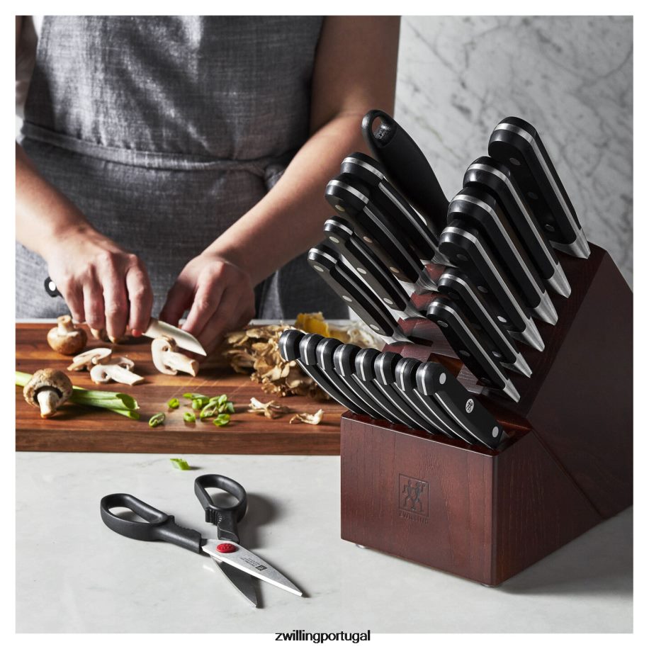 Zwilling talheres 442PVP379 pro 22 peças, conjunto de bloco de faca, preto prateado