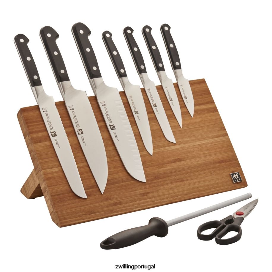 Zwilling talheres 442PVP390 pro 10 peças, conjunto com bloco de cavalete magnético de bambu