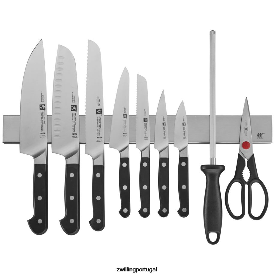 Zwilling talheres 442PVP396 pro 10 peças, conjunto com barra de faca magnética inoxidável de 17,5"