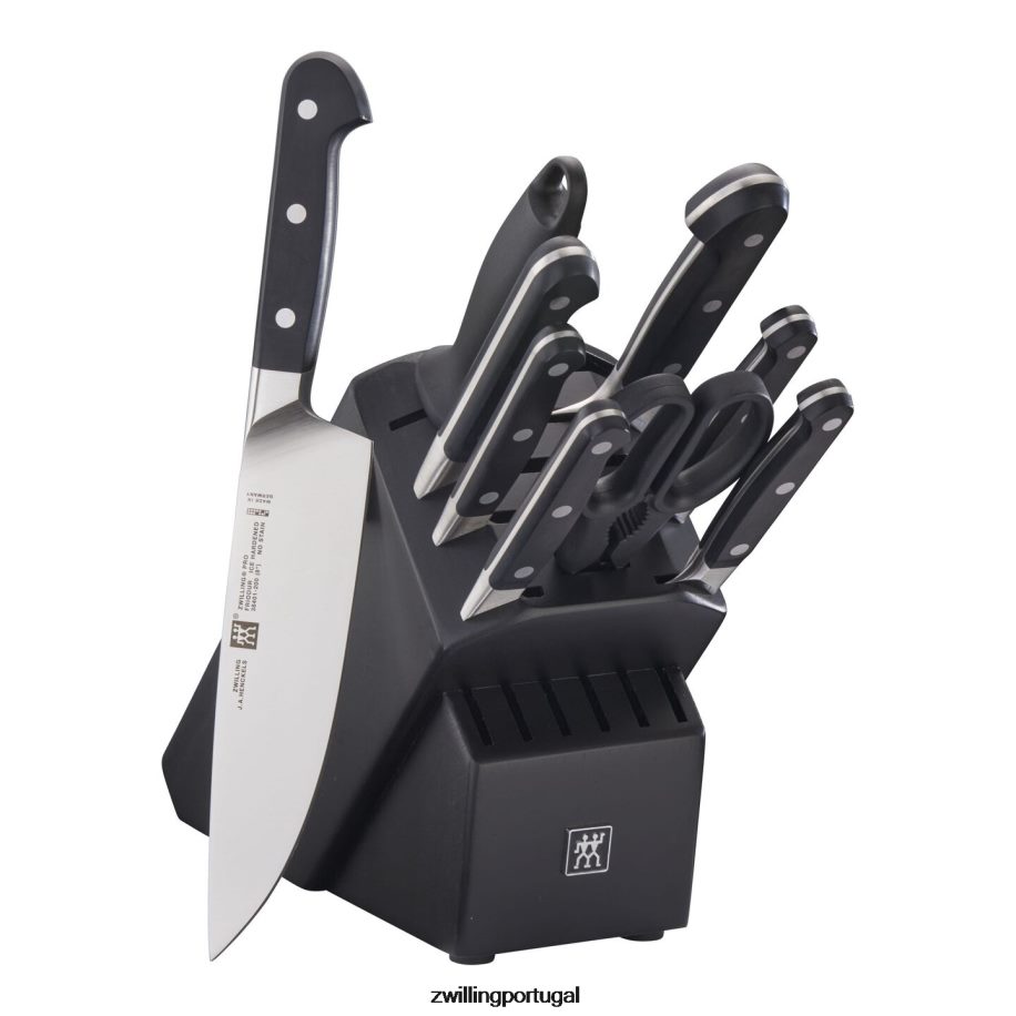 Zwilling talheres 442PVP41 pro 10 peças, conjunto de bloco de faca, preto fosco