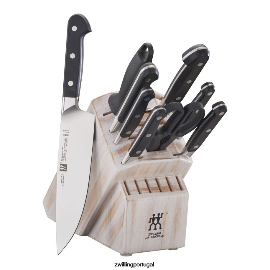 Zwilling talheres 442PVP43 pro 10 peças, conjunto de bloco de faca, branco rústico
